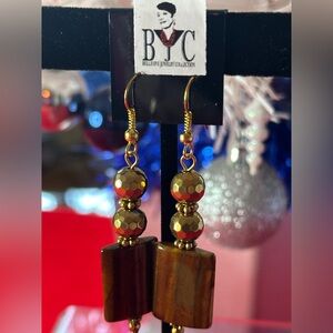 Tigers Eye & Hematite Gemstone Earrings.